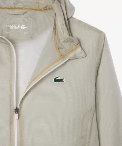 Lacoste Sportbekleidung>Leichte Wasserfeste Sportjacke Mit Kapuze Creme Xfj