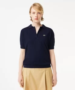 Lacoste Poloshirts>Loose Fit Damen Poloshirt Aus Geschmeidigem Pique Navy Blau 166