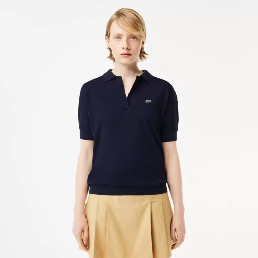 Lacoste Poloshirts>Loose Fit Damen Poloshirt Aus Geschmeidigem Pique Navy Blau 166