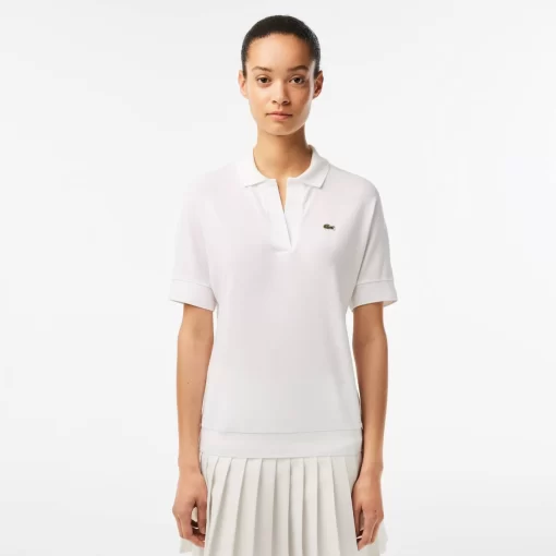 Lacoste Poloshirts>Loose Fit Damen Poloshirt Aus Geschmeidigem Pique Weis 001