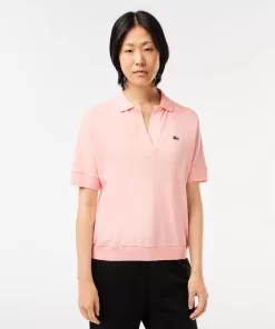 Lacoste Poloshirts>Loose Fit Damen Poloshirt Aus Geschmeidigem Pique Rosa Sfi