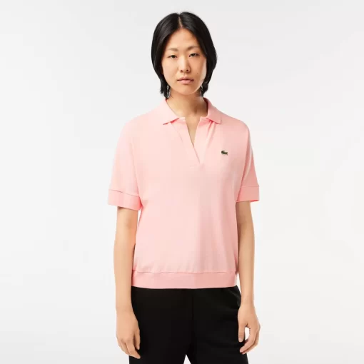 Lacoste Poloshirts>Loose Fit Damen Poloshirt Aus Geschmeidigem Pique Rosa Sfi