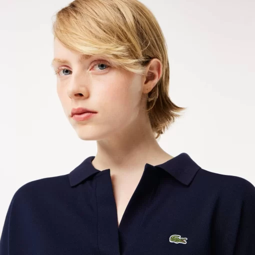 Lacoste Poloshirts>Loose Fit Damen Poloshirt Aus Geschmeidigem Pique Navy Blau 166