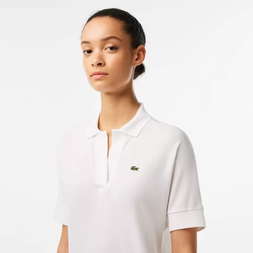 Lacoste Poloshirts>Loose Fit Damen Poloshirt Aus Geschmeidigem Pique Weis 001