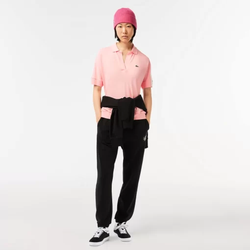 Lacoste Poloshirts>Loose Fit Damen Poloshirt Aus Geschmeidigem Pique Rosa Sfi