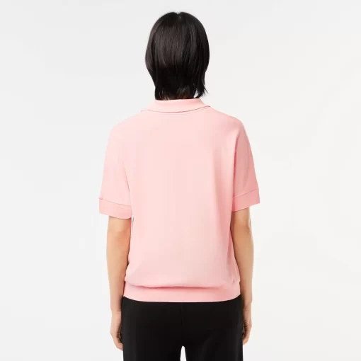 Lacoste Poloshirts>Loose Fit Damen Poloshirt Aus Geschmeidigem Pique Rosa Sfi