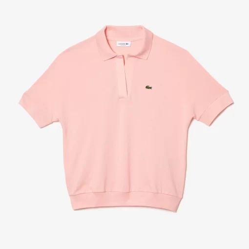 Lacoste Poloshirts>Loose Fit Damen Poloshirt Aus Geschmeidigem Pique Rosa Sfi