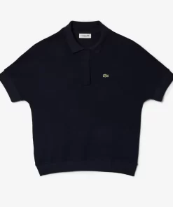 Lacoste Poloshirts>Loose Fit Damen Poloshirt Aus Geschmeidigem Pique Navy Blau 166