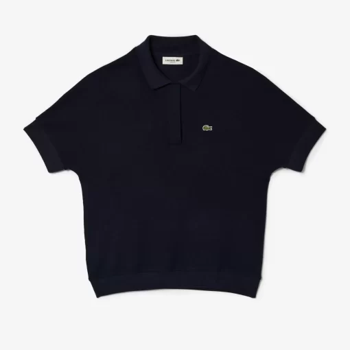 Lacoste Poloshirts>Loose Fit Damen Poloshirt Aus Geschmeidigem Pique Navy Blau 166