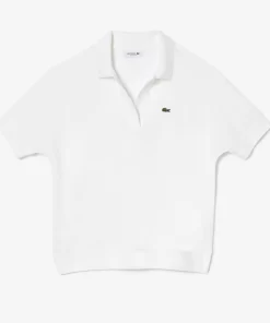 Lacoste Poloshirts>Loose Fit Damen Poloshirt Aus Geschmeidigem Pique Weis 001