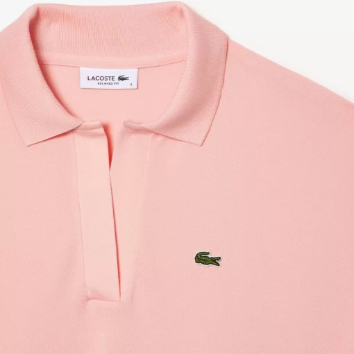 Lacoste Poloshirts>Loose Fit Damen Poloshirt Aus Geschmeidigem Pique Rosa Sfi