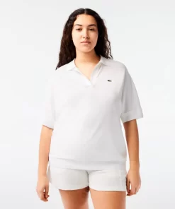 Lacoste Poloshirts>Loose Fit Damen Poloshirt Aus Geschmeidigem Pique Weis 001