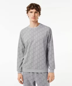 Lacoste Unterwäsche & Loungewear>Lounge-Sweatshirt Aus Bedrucktem Baumwollfleece Heidekraut Grau / Dunkelgrau Rpi