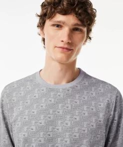 Lacoste Unterwäsche & Loungewear>Lounge-Sweatshirt Aus Bedrucktem Baumwollfleece Heidekraut Grau / Dunkelgrau Rpi