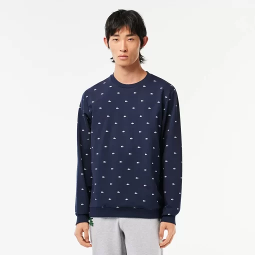 Lacoste Unterwäsche & Loungewear>Lounge-Sweatshirt Mit Kontrast-Aufdruck Navy Blau / Weis 525