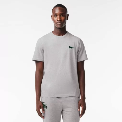 Lacoste Unterwäsche & Loungewear>Lounge-T-Shirt Aus Baumwolljersey Heidekraut Grau / Grun Y9K