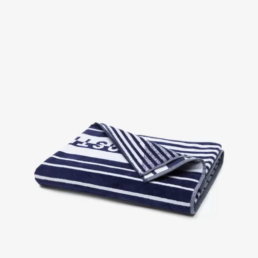 Lacoste Heimtextilien>L-Streifen Strandtuch Navy B02