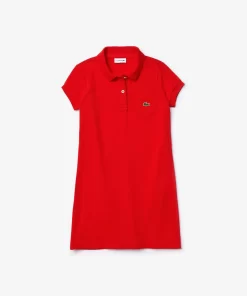 Lacoste Mädchenkleidung>Madchen Kleid Im Polo-Style Aus Baumwolle Rot S5H