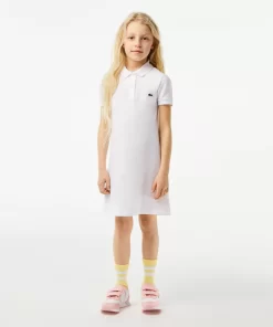 Lacoste Mädchenkleidung>Madchen Kleid Im Polo-Style Aus Baumwolle Weis 001