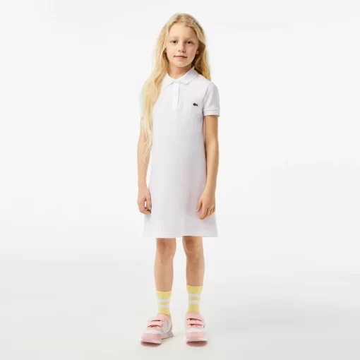 Lacoste Mädchenkleidung>Madchen Kleid Im Polo-Style Aus Baumwolle Weis 001