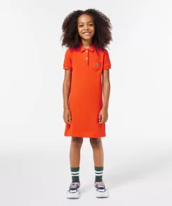 Lacoste Mädchenkleidung>Madchen Kleid Im Polo-Style Aus Baumwolle Orange Sji