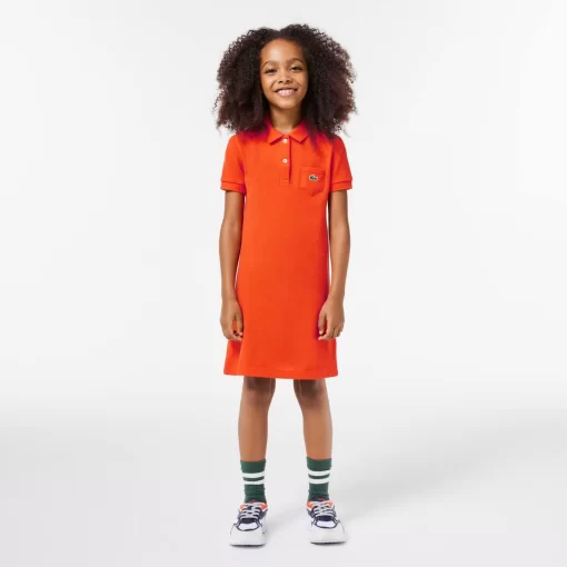 Lacoste Mädchenkleidung>Madchen Kleid Im Polo-Style Aus Baumwolle Orange Sji