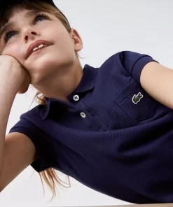 Lacoste Mädchenkleidung>Madchen Kleid Im Polo-Style Aus Baumwolle Navy Blau 166