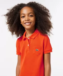 Lacoste Mädchenkleidung>Madchen Kleid Im Polo-Style Aus Baumwolle Orange Sji