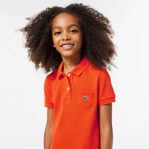 Lacoste Mädchenkleidung>Madchen Kleid Im Polo-Style Aus Baumwolle Orange Sji