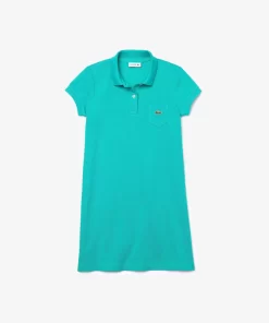 Lacoste Mädchenkleidung>Madchen Kleid Im Polo-Style Aus Baumwolle Turkis Nrj