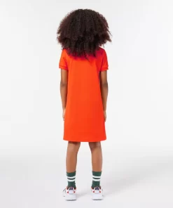 Lacoste Mädchenkleidung>Madchen Kleid Im Polo-Style Aus Baumwolle Orange Sji