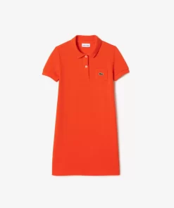 Lacoste Mädchenkleidung>Madchen Kleid Im Polo-Style Aus Baumwolle Orange Sji