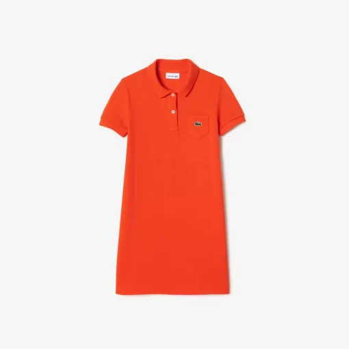 Lacoste Mädchenkleidung>Madchen Kleid Im Polo-Style Aus Baumwolle Orange Sji