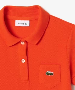 Lacoste Mädchenkleidung>Madchen Kleid Im Polo-Style Aus Baumwolle Orange Sji