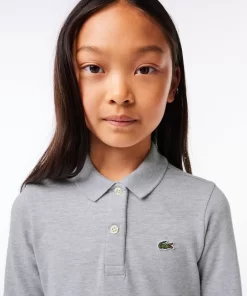 Lacoste Mädchenkleidung>Madchen Pique-Kleid Mit Polokragen Heidekraut Grau Cca