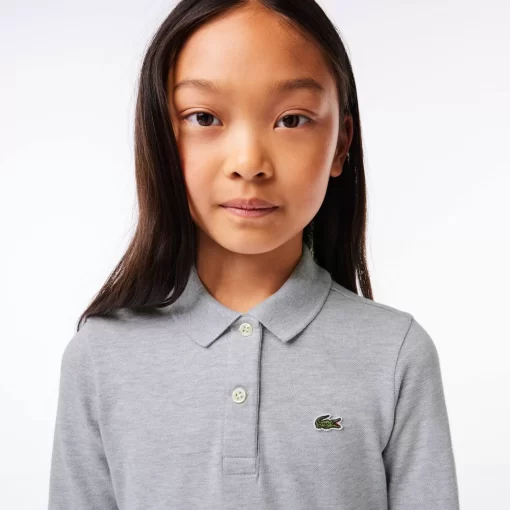 Lacoste Mädchenkleidung>Madchen Pique-Kleid Mit Polokragen Heidekraut Grau Cca