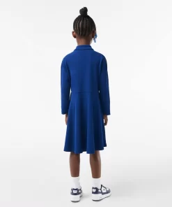 Lacoste Mädchenkleidung>Madchen Pique-Kleid Mit Polokragen Navy Blau F9F