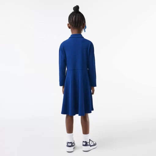 Lacoste Mädchenkleidung>Madchen Pique-Kleid Mit Polokragen Navy Blau F9F