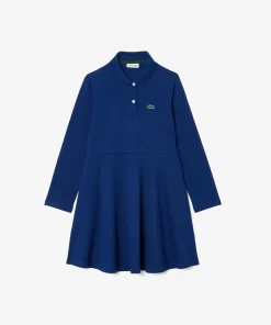 Lacoste Mädchenkleidung>Madchen Pique-Kleid Mit Polokragen Navy Blau F9F