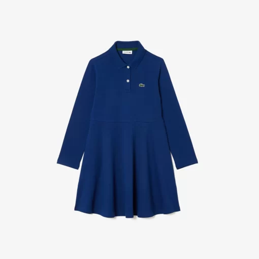 Lacoste Mädchenkleidung>Madchen Pique-Kleid Mit Polokragen Navy Blau F9F