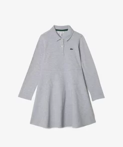 Lacoste Mädchenkleidung>Madchen Pique-Kleid Mit Polokragen Heidekraut Grau Cca