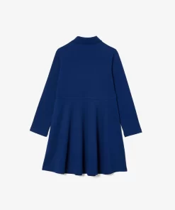 Lacoste Mädchenkleidung>Madchen Pique-Kleid Mit Polokragen Navy Blau F9F