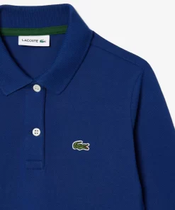 Lacoste Mädchenkleidung>Madchen Pique-Kleid Mit Polokragen Navy Blau F9F