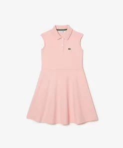 Lacoste Mädchenkleidung>Madchen Polokleid Tailliert Und Ausgestellt, Aus Stretch-Pique Wasserlilie Rosa Kf9