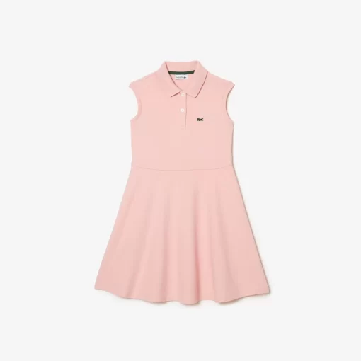 Lacoste Mädchenkleidung>Madchen Polokleid Tailliert Und Ausgestellt, Aus Stretch-Pique Wasserlilie Rosa Kf9