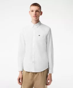 Lacoste Hemden>Men'S Buttoned Collar Oxford Cotton Shirt Weis 001