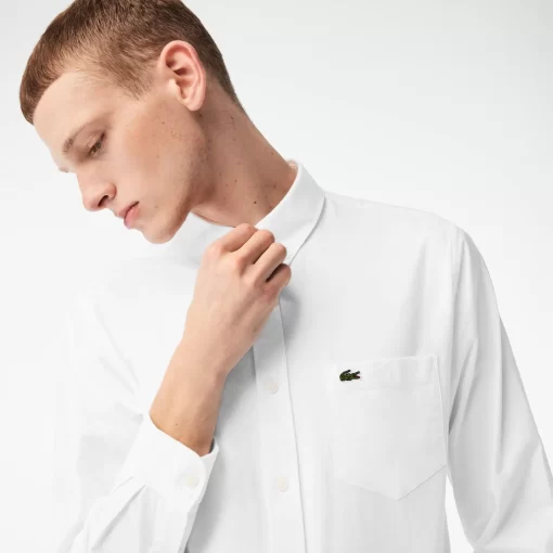 Lacoste Hemden>Men'S Buttoned Collar Oxford Cotton Shirt Weis 001