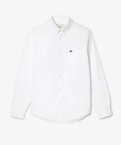 Lacoste Hemden>Men'S Buttoned Collar Oxford Cotton Shirt Weis 001