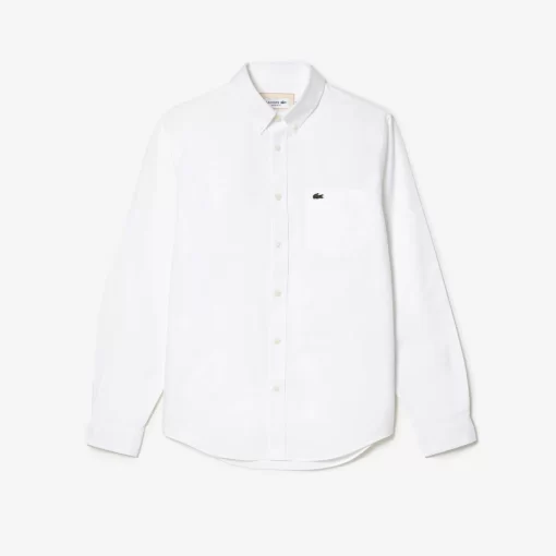 Lacoste Hemden>Men'S Buttoned Collar Oxford Cotton Shirt Weis 001