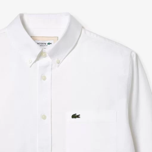 Lacoste Hemden>Men'S Buttoned Collar Oxford Cotton Shirt Weis 001